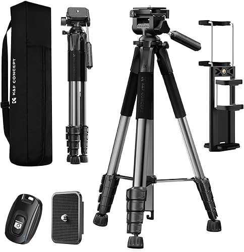 Miniatura 10 de K&F CONCEPT Trípode para cámara, 75 pulgadas, ligero, portátil, para viajes al aire libre, trípodes DSLR para cámara, teléfono, grabación de video,