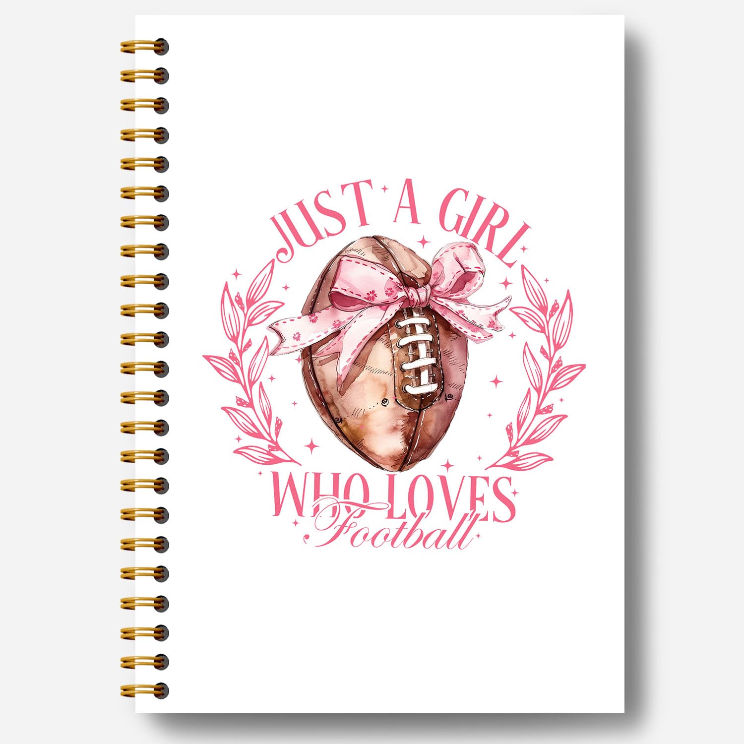 Coquette Pink Bow Football Notebook, Just a Girl Who Loves Football Journal, Football Gifts for Women, Football Mom Gifts, Preppy Notebook Journal for Note Taking Work, Spiral Notebook 5.5x8.3 Inch