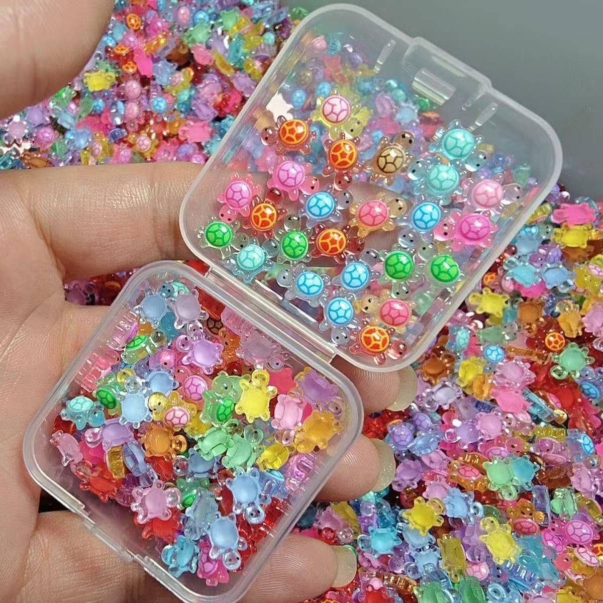 Dwuent Multi-Colored Mini Turtles, Resin Animals, Mini Resin Turtles, 300Pcs Colourful Plastic Minis Turtle For Crafts, Dollhouse Miniatures, Fairy Garden Micro Landscaping Decoration