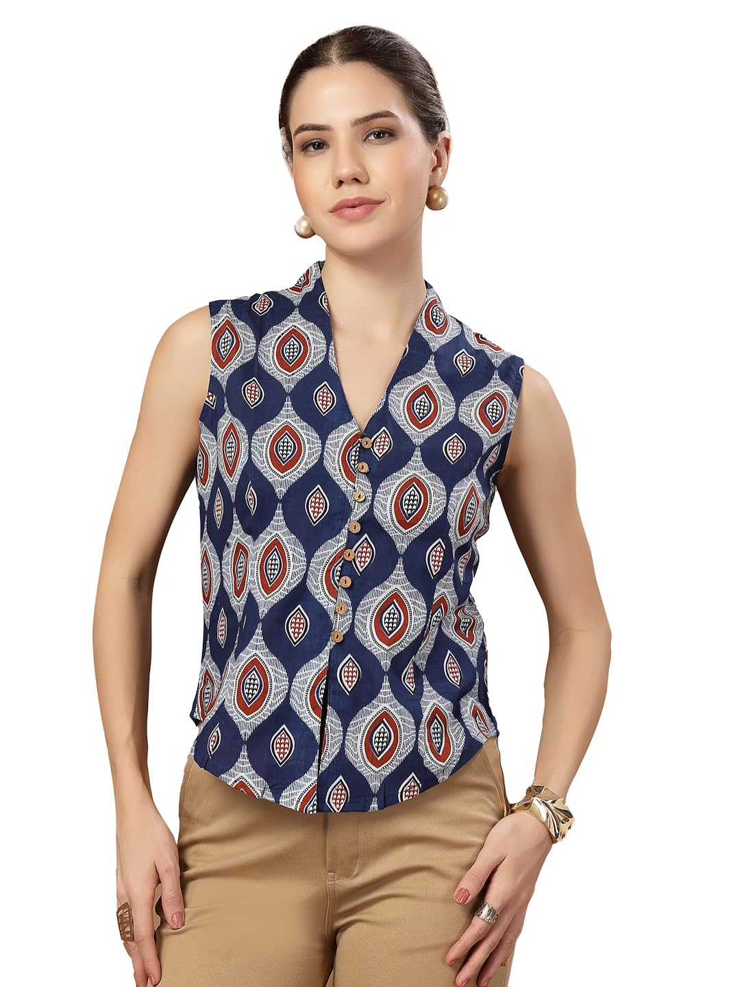 Women's Bandhej Printed Rayon Peplum Top