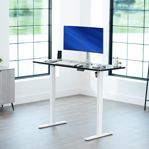 Vista 608 de VIVO DESK-KIT-1W6G - Escritorio eléctrico de pie de 60 x 24 pulgadas, ajuste de altura de memoria, serie 1B, parte superior de nogal oscuro de una