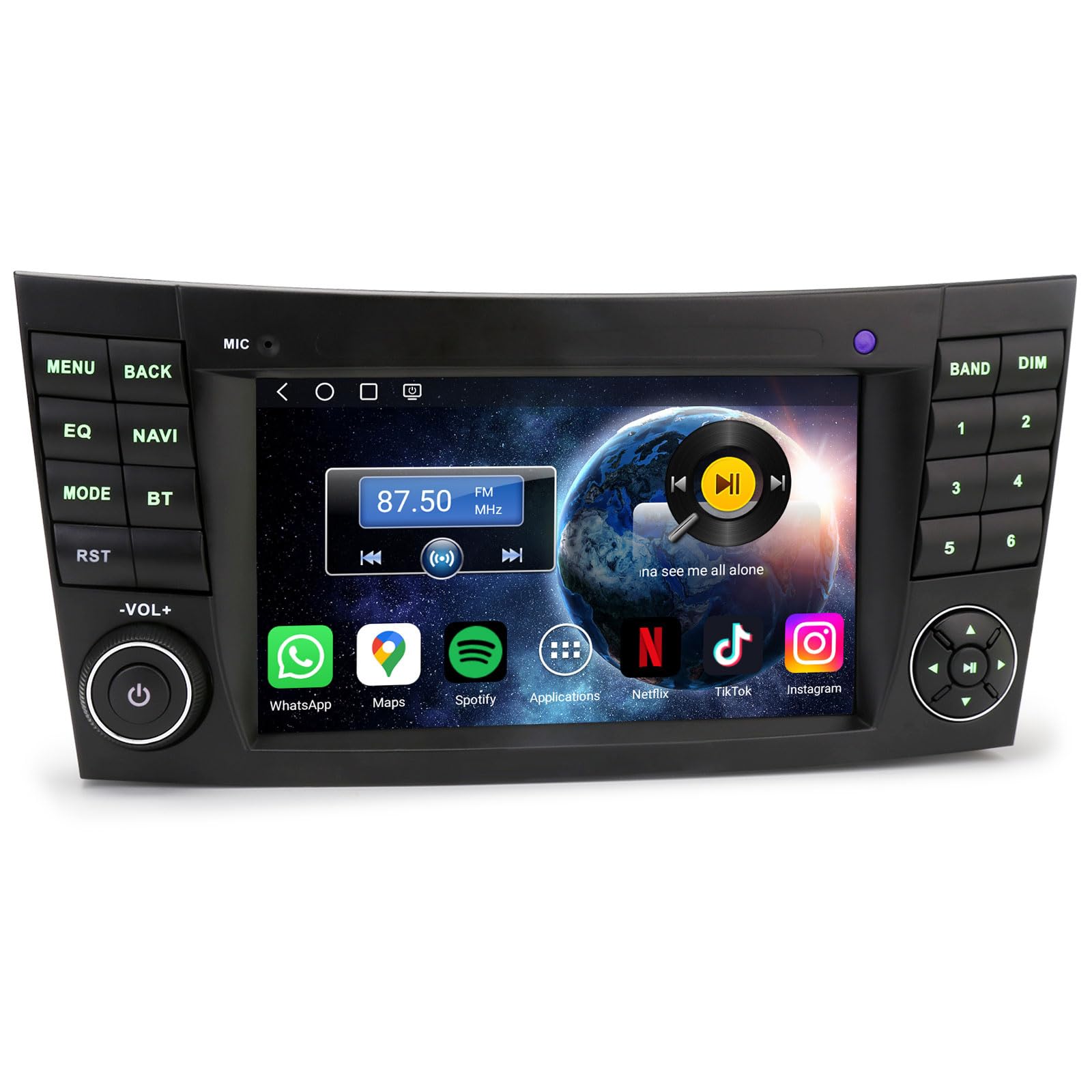 Android 14 Radio Coche para Mercedes Clase E W211 / CLS W219, Pantalla Táctil 7" HD, 4GB+64GB 8-núcleo, CarPlay Android Auto, Estéreo Coche GPS Navegador Bluetooth 5.1 WiFi 4G Dab+ DSP RDS Canbus