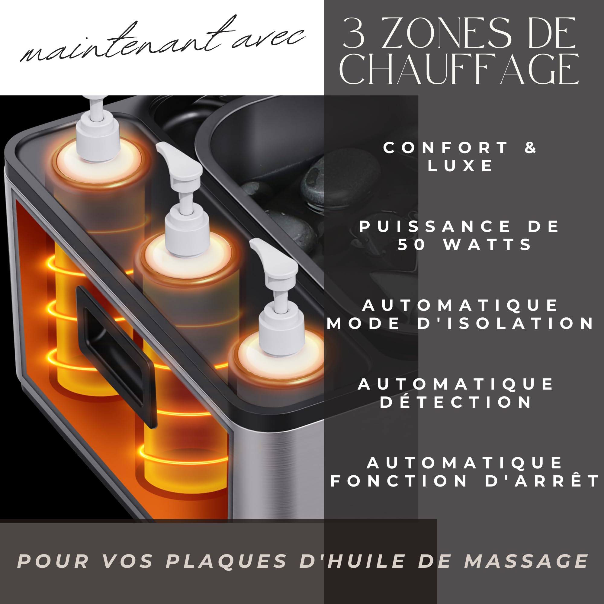 Premium Hot Stone Wärmegerät | Professionelles 2-in-1 Heizgerät für Massagesteine und Massageöl mit digitaler Temperaturanzeige, schnellem Aufheizen & 64 Hot Stones