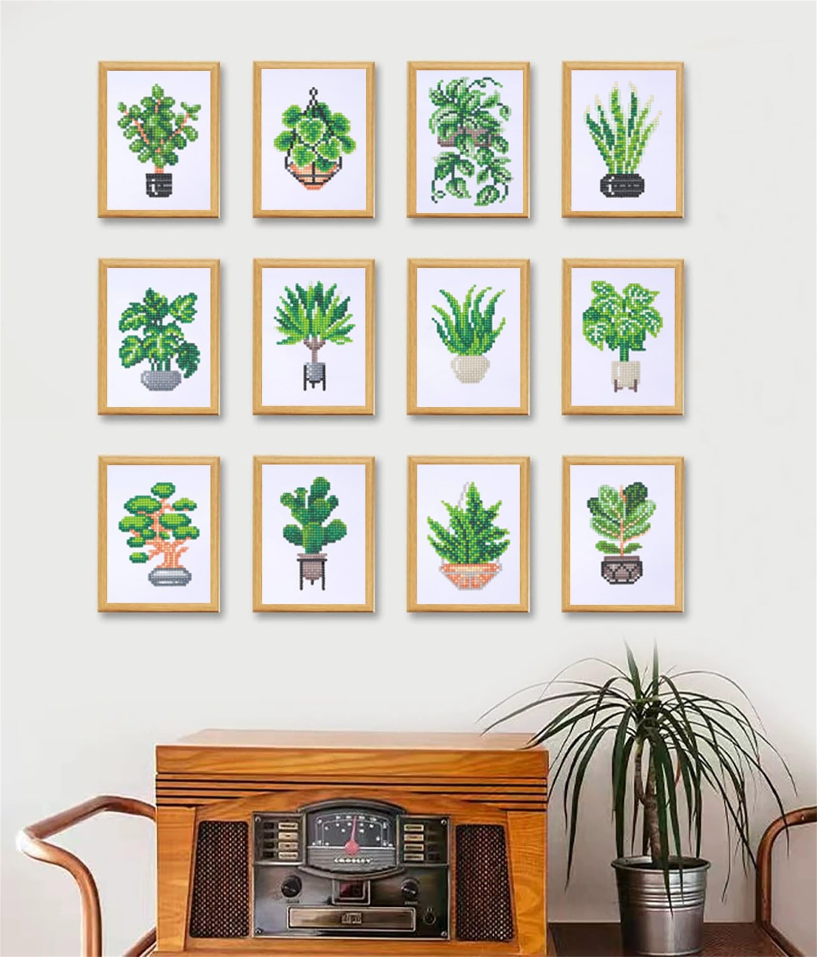 Nianxi 12Pcs Plant Mini Diamond Painting Kits for Adults,Potted Plant Small Diamond Art Kit Full Round Drill,Gem Art for Beginner,Gifts,Home Wall Decor - Image 2