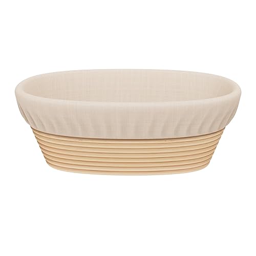 Sondiko Oval Bread Proofing Basket, Handmade Sourdough Bread Baking Supplies, Banneton Bread Proofing Basket Brotform with Proofing Cloth Liner for Sourdough Bread, Baking - Bread Proofing Basket 1 Pack