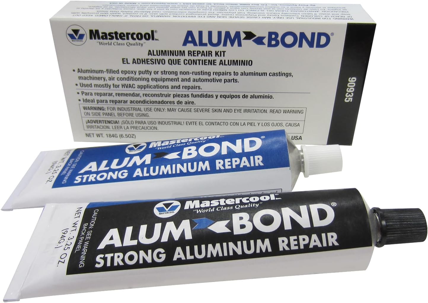 Mastercool 90935 Alum Bond Aluminum Repair Compound – High-Strength Aluminum-Filled Epoxy for Castings, Radiators, Tanks & Engine Components – Machinable Metal Repair Solution