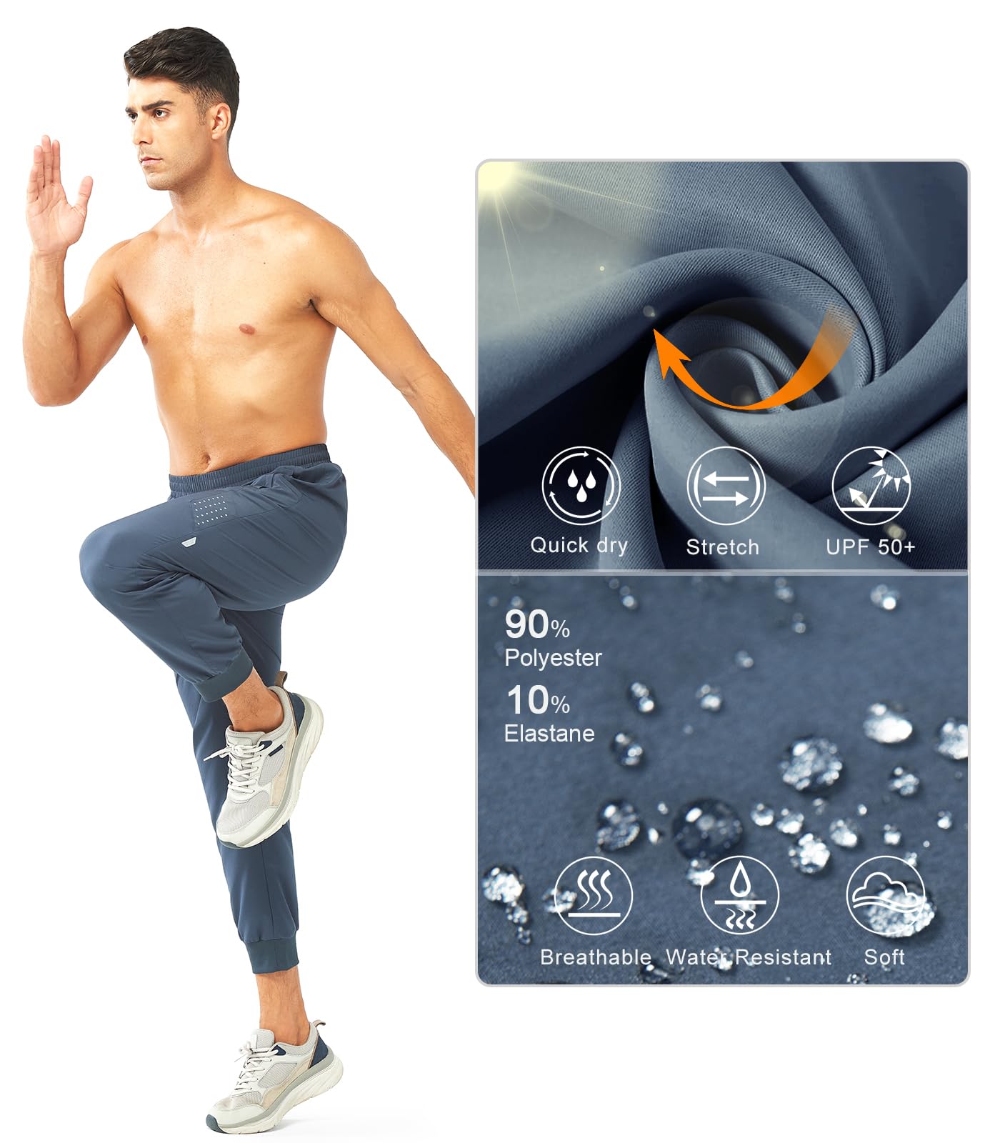 NORTHYARD Sporthose Herren Lang Trainingshose Leichte Atmungsaktiv Polyester Jogginghose Outdoor Fitness Hose mit Reißverschlusstaschen