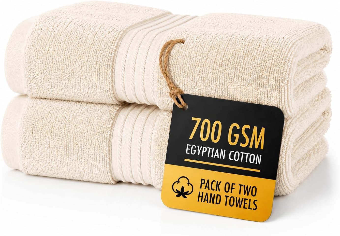 ALSAP Hand Towels - Set of 2 (Cream, 2 Hand Towels)