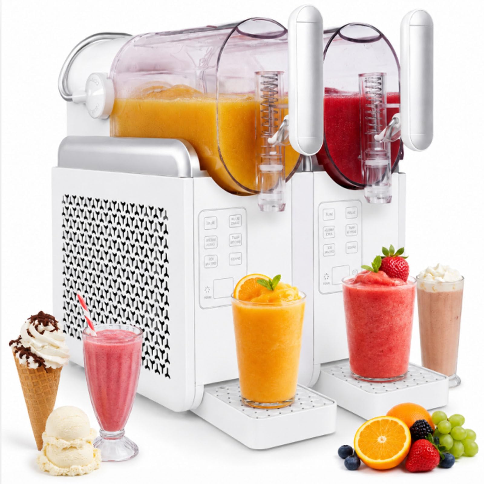 ErShangMao Slushie Maker Machine For Home Cafe, 6 In1 Slushy & Milkshake Machine,2 * 2l Tank, Soft Serve Ice Cream & Cold Drink Device With 550w Motor, Self Cleaning For Summer Drinks