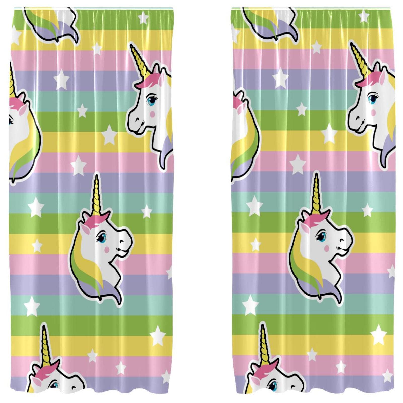 Rideaux occultants pour chambre fille motif licorne et étoiles