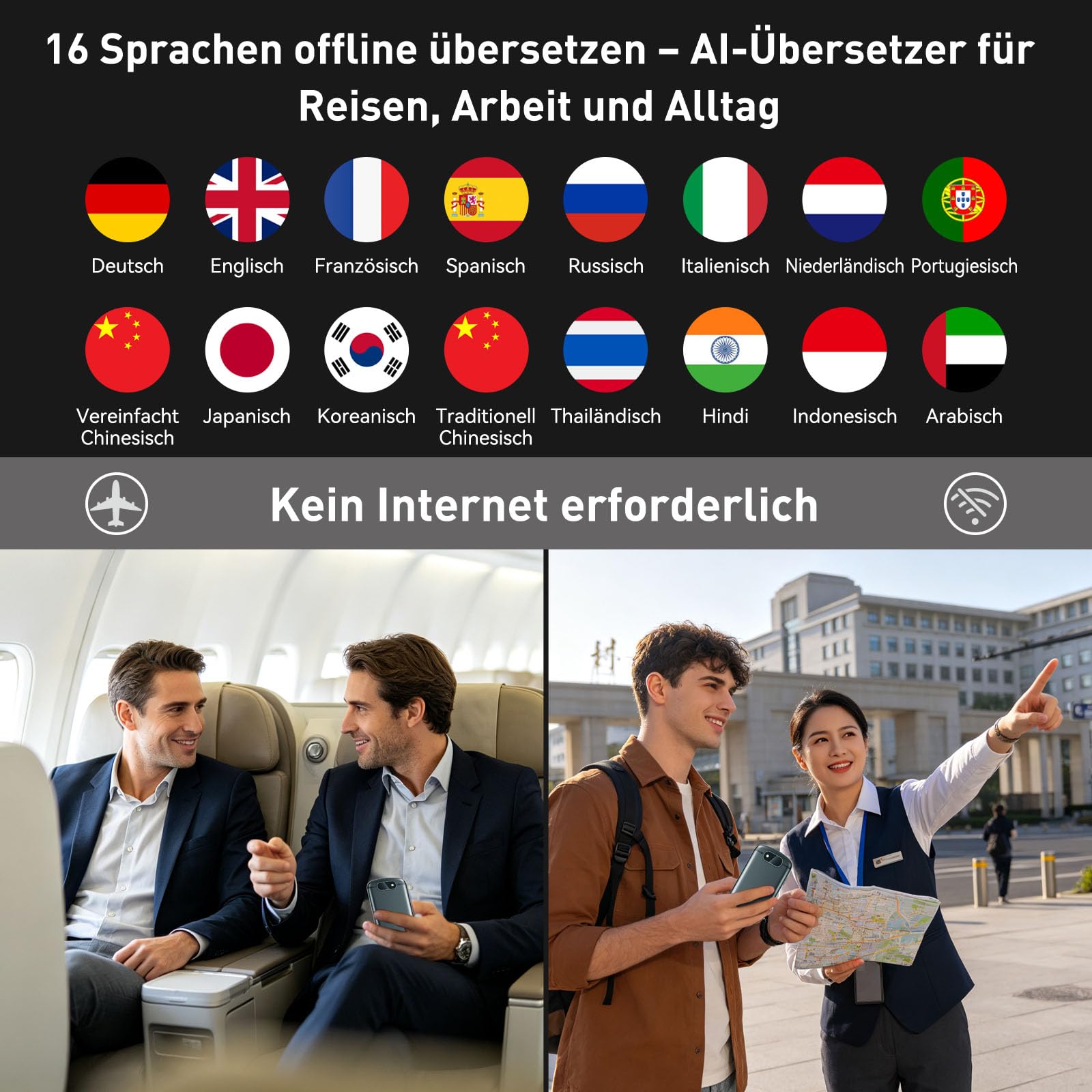 Traduttore Vocale SKARA Senza Connessione Internet, Dispositivo di Traduzione in Tempo Reale con Uscita Vocale, Supporta 137 Lingue e Accenti, Traduzione Offline, WiFi e tramite Foto, Ideale per Viagg