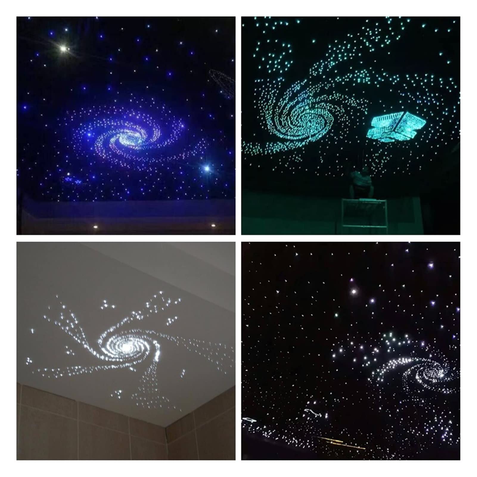 1. 6W LED RGBW. Światłowód Włókno Star Sky Zestaw sufitowy Światło 200 sztuk / 300 400 * 0,7 5mm 2m. Ze smartfonem. Aplikacja Kontroler Bluetooth Wysoka Wydajność(0.75mm 200pcs 2m)