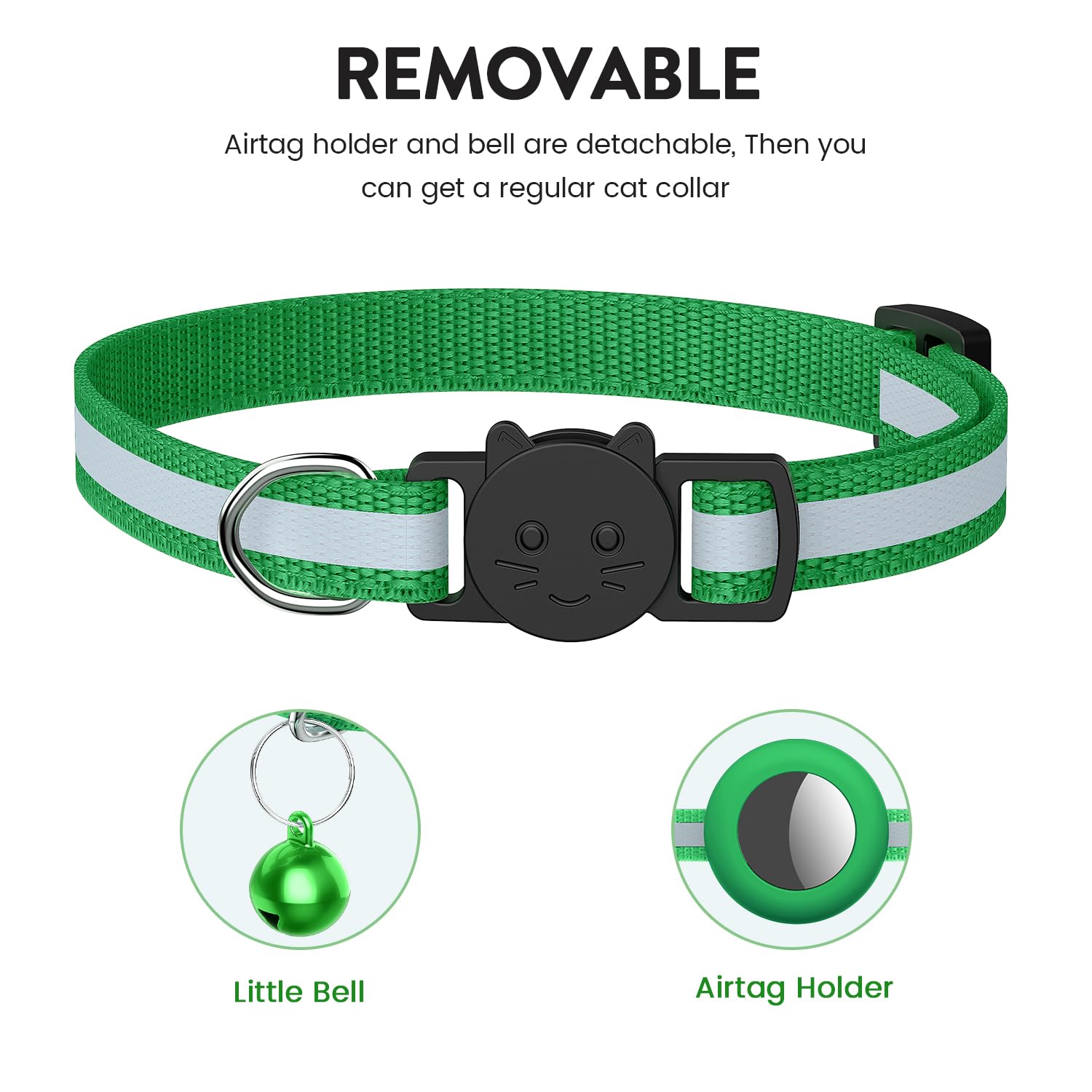 Reflektierendes AirTag Katzenhalsband – Mit Integriertem Halter, Glocke & Sicherheitsgummi, Verstellbar