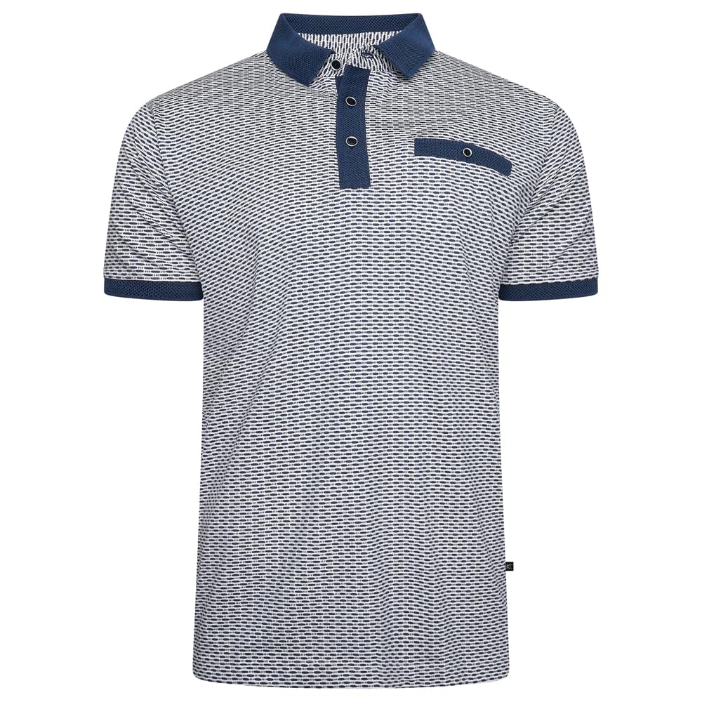 Kam Men's Navy Polo Shirt Short Sleeve Jacquard Collared Formal Plus Size 2XL-8Xl 5528 (Uk, Alpha, 3XL, Plus, Regular, )