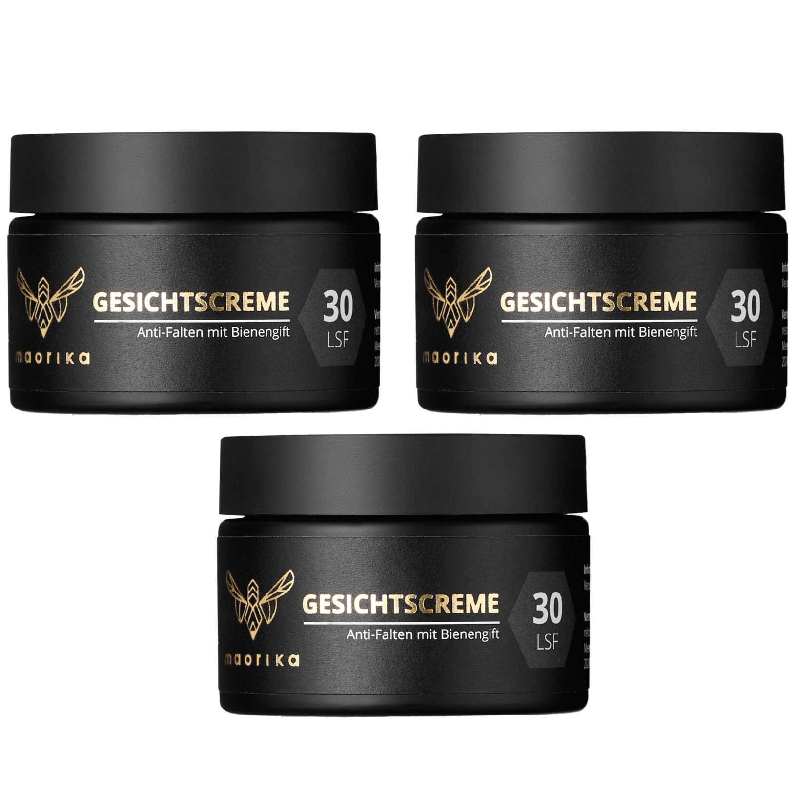 maorika - Gesichtscreme mit Bienengift, Hyaluron und Manuka - Antiaging mit LSF30 - Anti-Falten Skincare für ein straffes Hautbild - (3x 50ml Sparpaket)