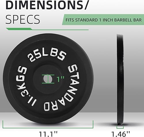 Miniatura 6 de BalanceFrom Placa de peso de hierro fundido para entrenamiento de fuerza y levantamiento de pesas, olímpico o estándar