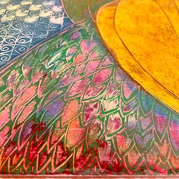 Amazon.co.jp: 絵画 直筆アート 「Change」RICO ｜クレヨン画 鳥