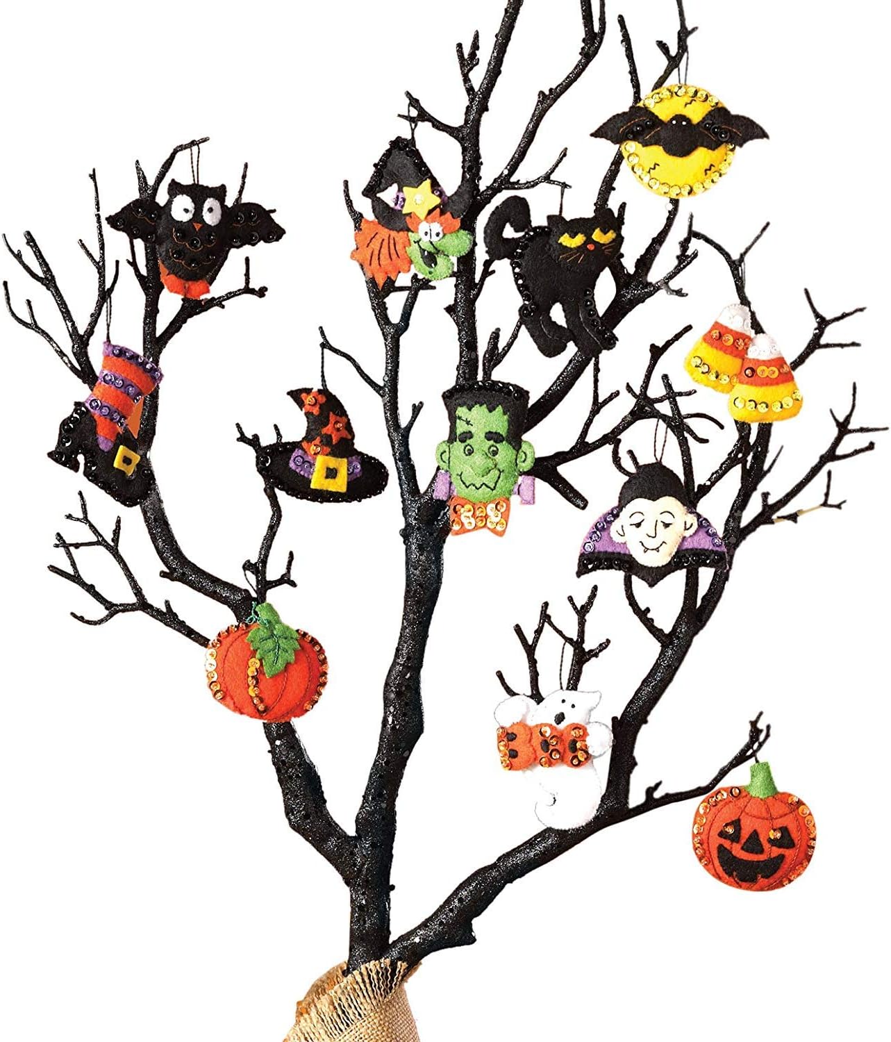 Bucilla 86430 Halloween Felt Applique Ornaments Kit (Size 2" by 2.5-Inch), Set of 12