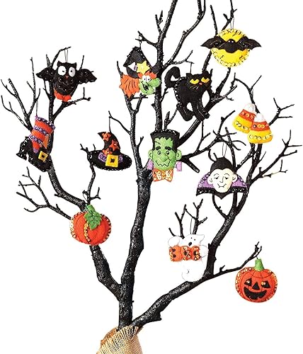Miniatura 5 de Bucilla Kit de adornos de fieltro para Halloween (talla 2 de 2.5 pulgadas), negro, juego de 12, 6 unidades