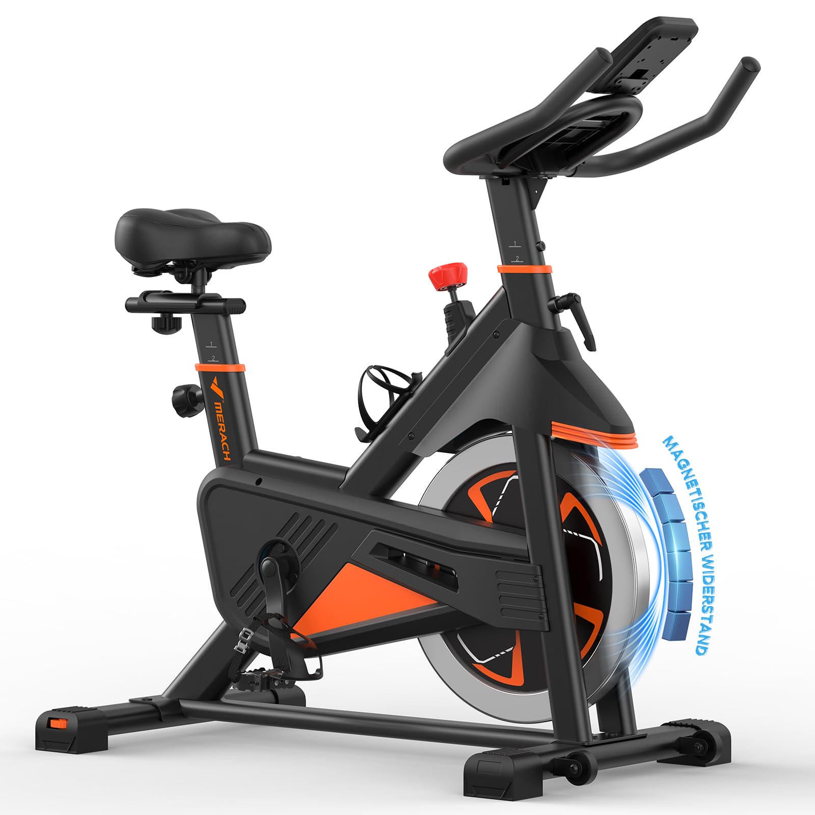 MERACH Cyclette da Casa con Resistenza Magnetica, Bicicletta da Appartamento Silenziosa con Sella Confortevole Migliorata, Schermo LCD, Supporto Tablet, App Esclusiva, Ideale per Training Aerobico