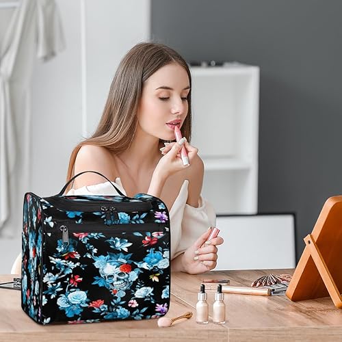 Miniatura 6 de Skull Day Of The Dead Toiletry Bag for Women Travel Makeup Organizer with Hanging Hook Traveling Cosmetic Bags for Toiletries Accessories