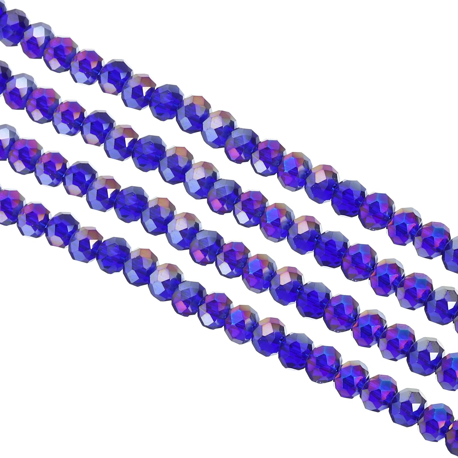 PATIKIL 8 mm Briolette Rondelle Glass Beads, 340Pcs/5Strands Small Round Faceted Crystal Bead for Jewelry Making Earrings Bracelets Necklaces Rings DIY, Dark Blue