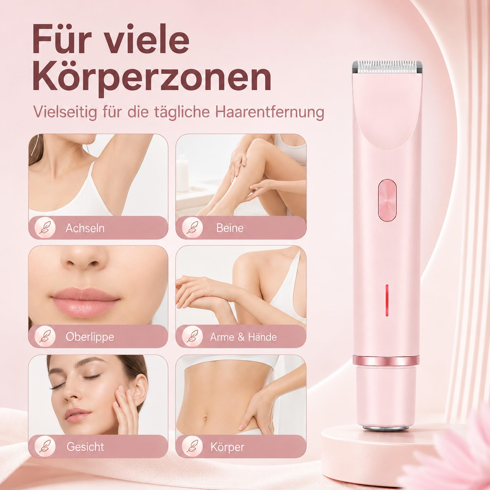 Aluvea Smooth Trim, Aluvea Smooth Trim Rasierer, 5-in-1 Damen Rasierer, IPX7 wasserdicht, ideal für Beine, Achseln, Bikinizone & Augenbrauen