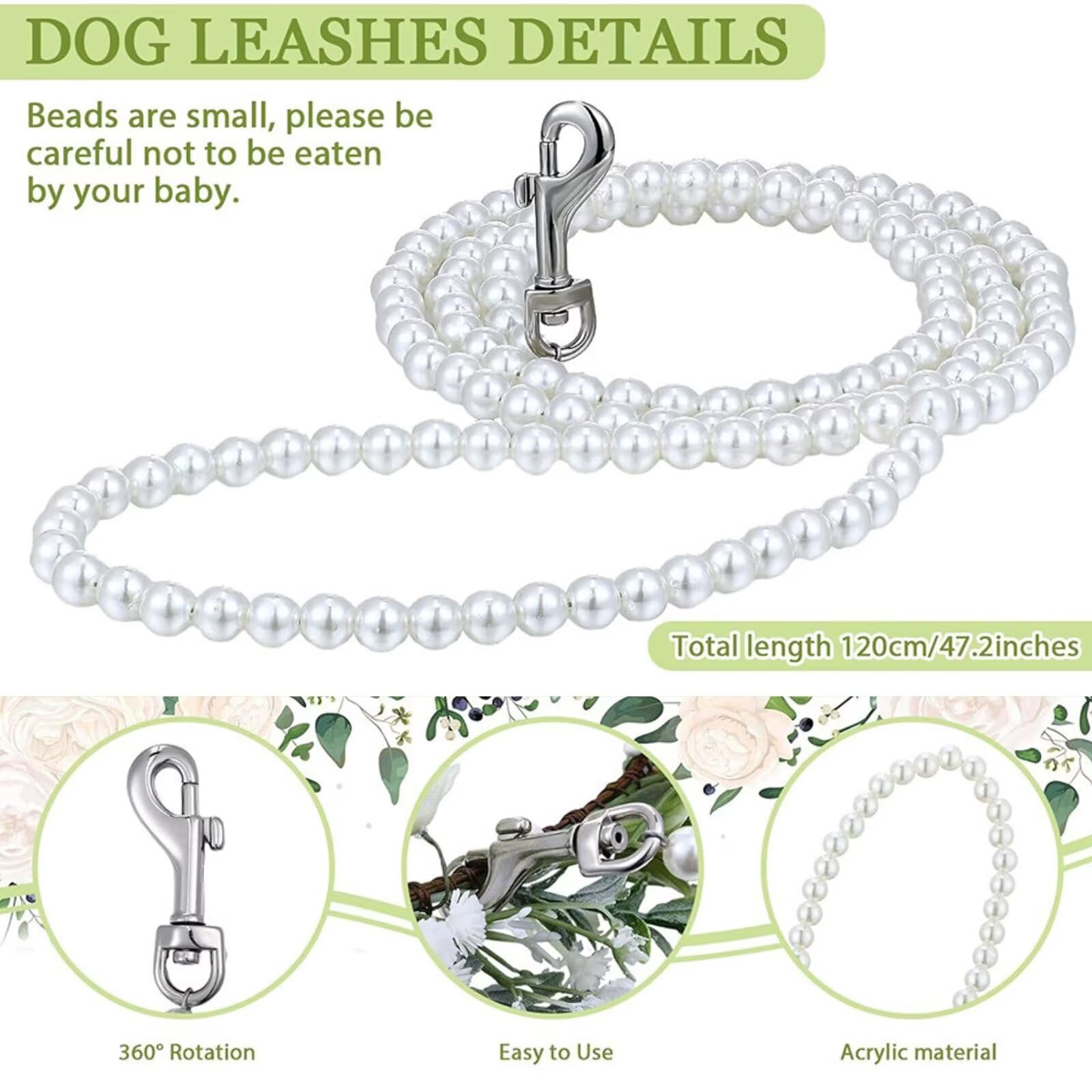 Collier à Fleurs pour Chien avec Perles, Laisse perlée, 120 cm, pour Chien de Moins de 12 kg
