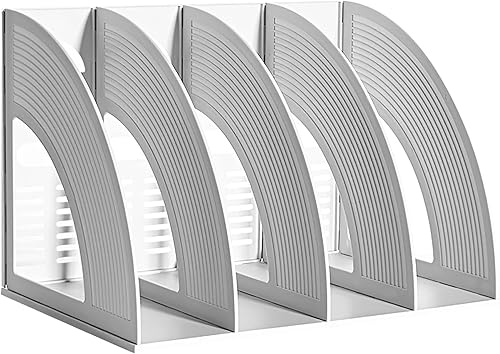 SAYEEC Carpeta de almacenamiento para archivos, 4 compartimentos, organizador hueco de escritorio, marco de estante de archivo, marco de papel de