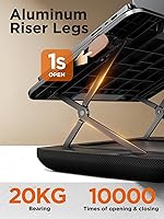 Vista 5 de SAIJI Escritorio de regazo ajustable en altura e inclinación, soporte portátil para computadora portátil para cama, automóvil, sofá y reclinable