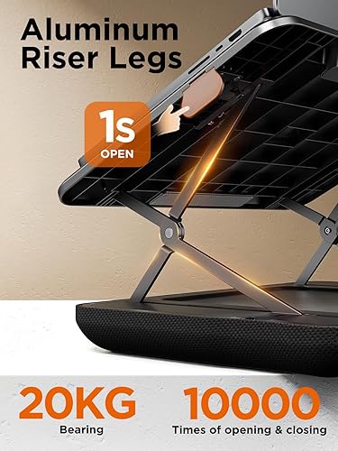 Miniatura 5 de SAIJI Escritorio de regazo ajustable en altura e inclinación, soporte portátil para computadora portátil para cama, automóvil, sofá y reclinable,