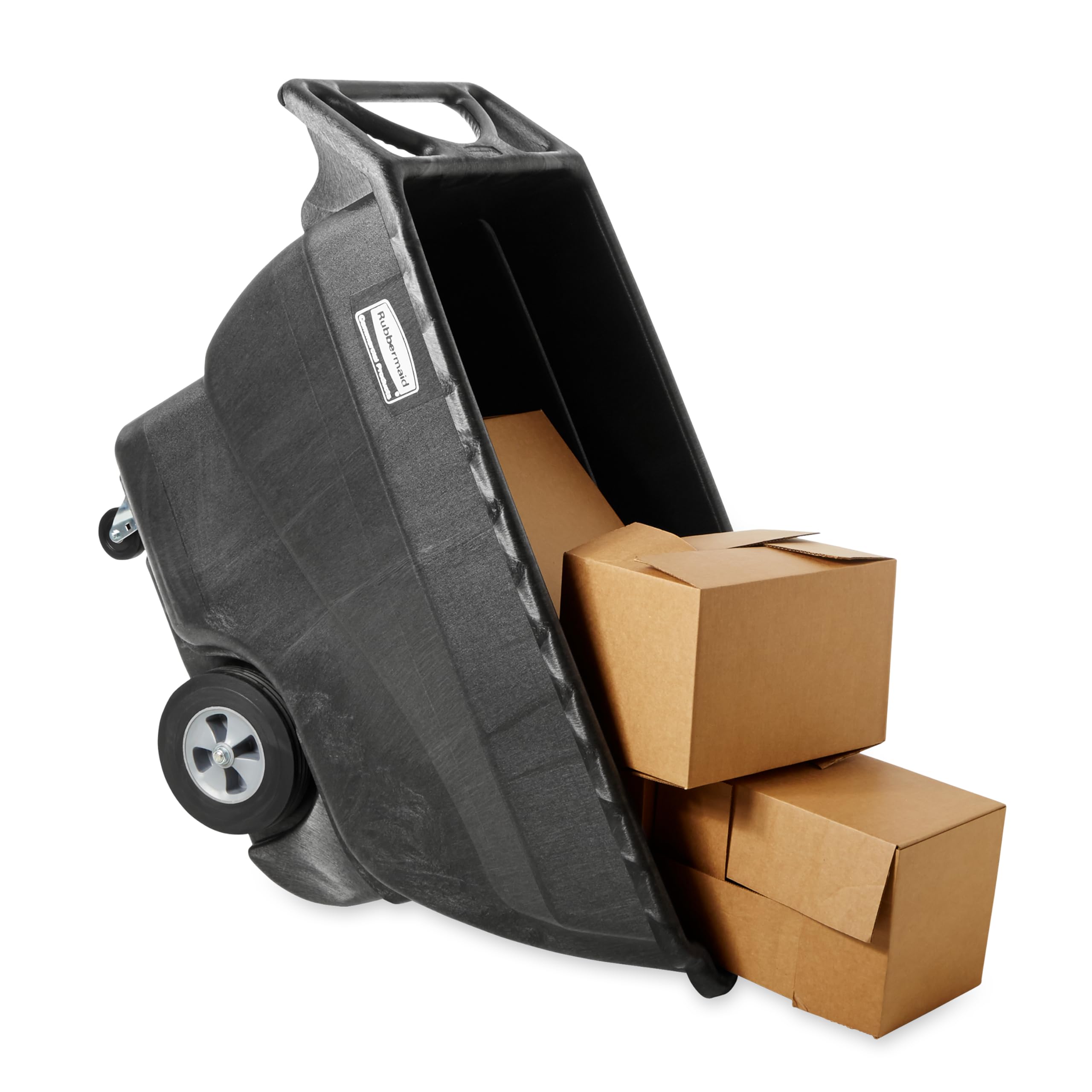 Rubbermaid Commercial Products Tilt Truck 0,58m³ Schwarz – Kippwagen für Abfall und Recycling mit 454 kg Traglast und Rollen, robuste Konstruktion für Lager Büro und Facility Management – FG101300BLA