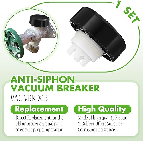 Miniatura 2 de 1 Unidades Kit de disyuntor de vacío válvulas de repuesto negro reemplazo ajuste tradicional anti sifón heladas válvulas Sillcock interruptor de
