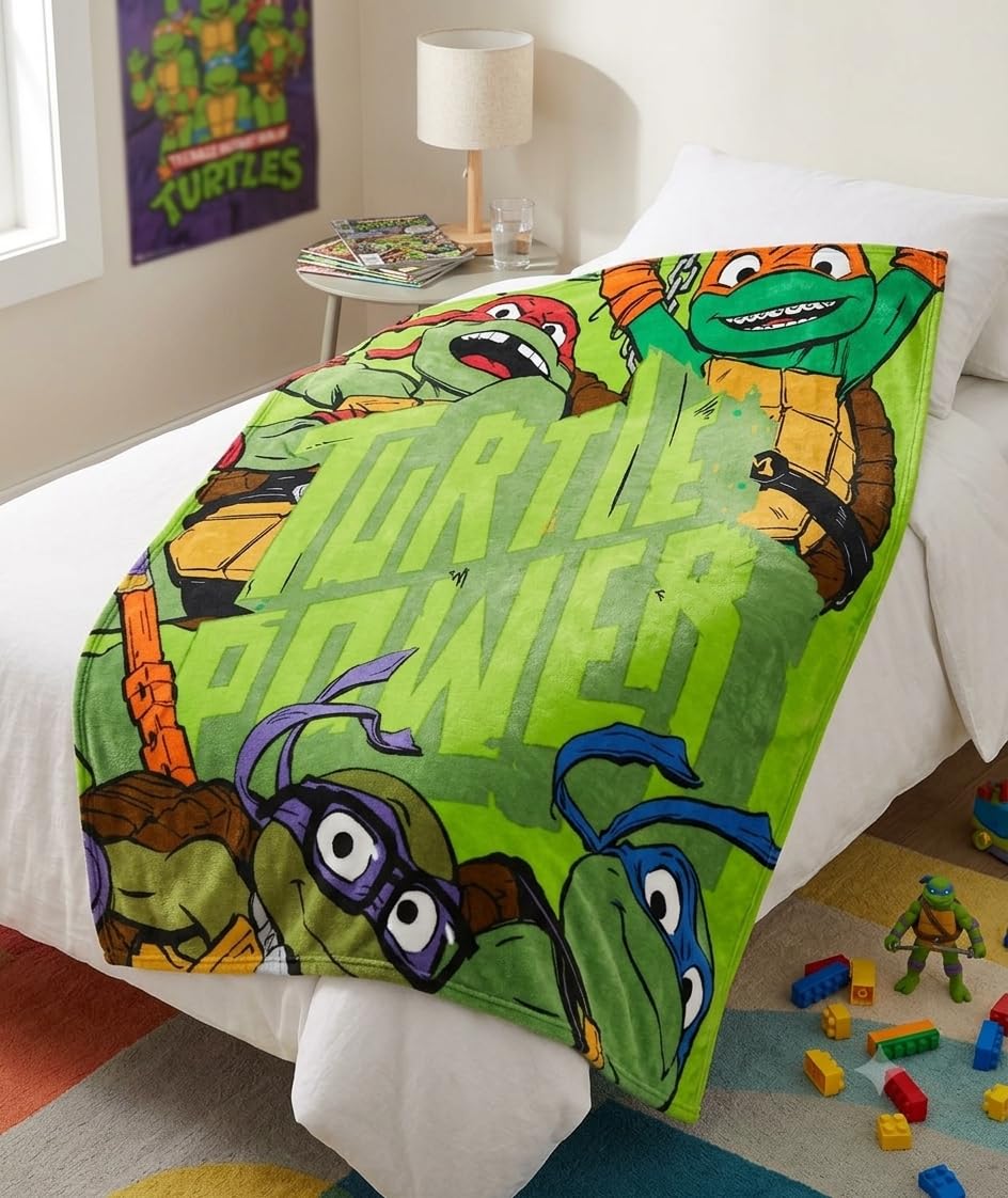 Jay Franco Teenage Mutant Ninja Turtles Kids Twin Blanket 62 X 90 Microfiber Blue Nickelodeon