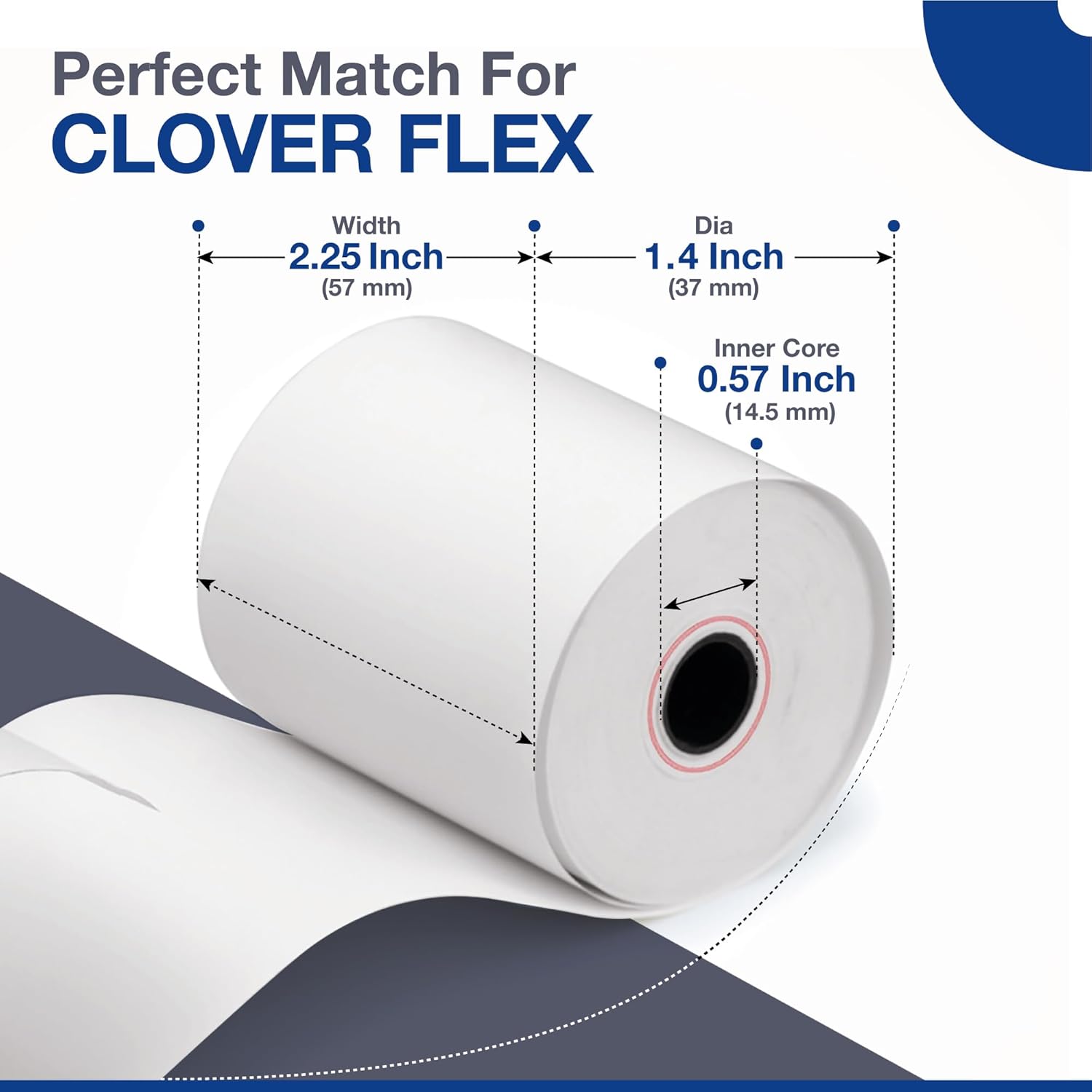 Clover Flex Paper Rolls - 30 Rolls - 2 1/4'’ x 50’- 48 GSM - Clover Flex Receipt Paper Compatible for C401, C403, C405 and C406 POS Machines - BPA Free Material