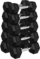 Vista 22 de Hex Dumbbell 45-480 lb Set, Rubber Encased Exercise & Fitness Dumbbells for Home Gym, Hand Weights for Strength Training