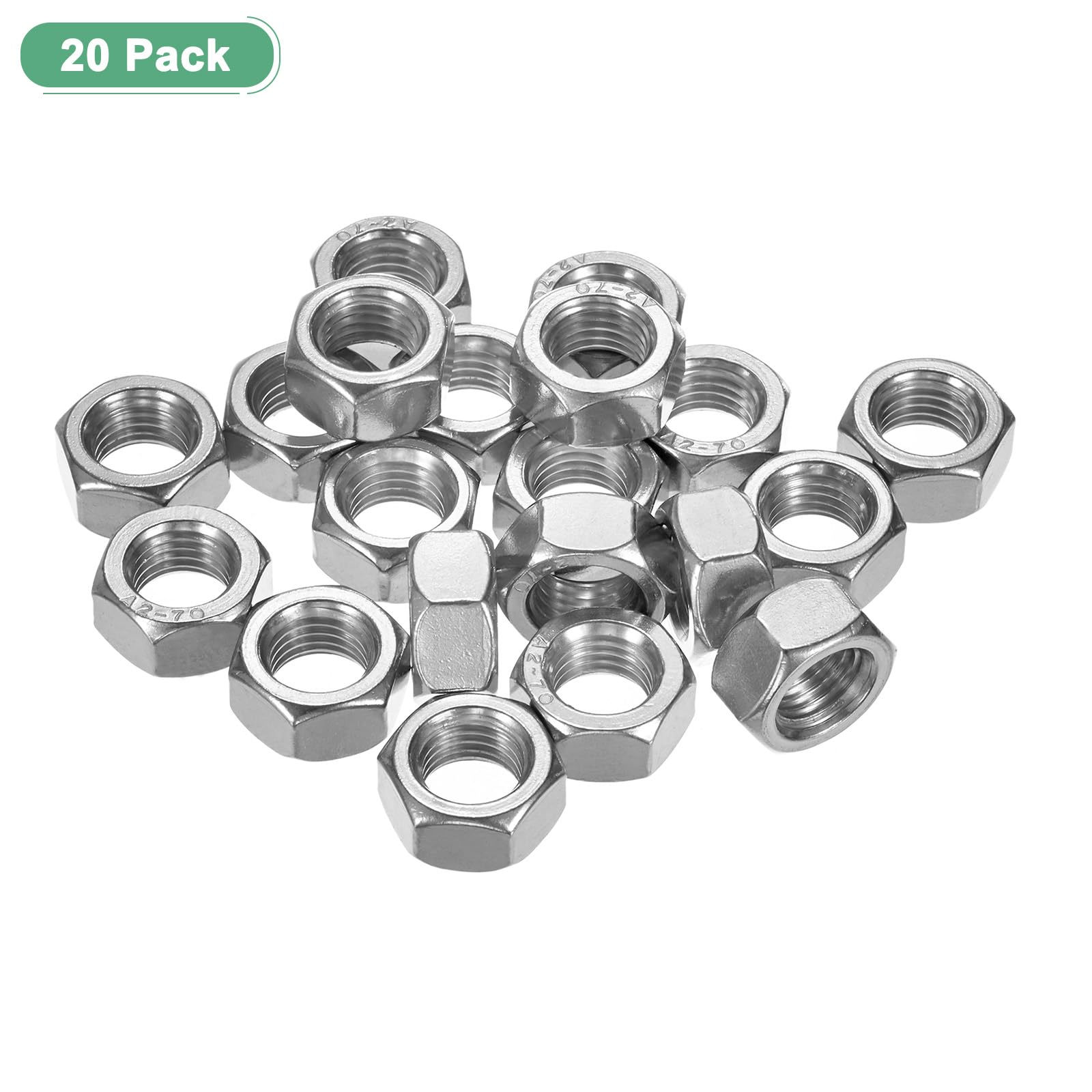 M METERXITY 20-Pack Metric Hex Nuts M16 x 2mm Thread Stainless Steel Hexagon Nut Hex Nut Metric Nuts for Machinery/Automotive/Repair/Industrial - Image 4