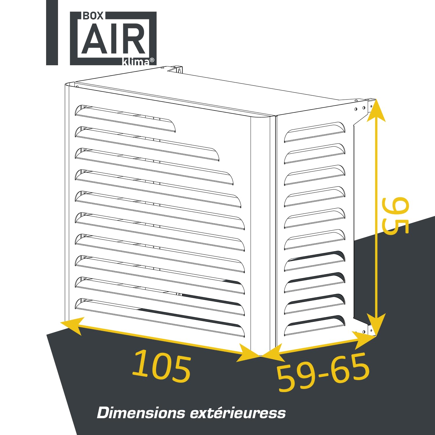 Box Air Klima Cover Clima Curve L Anthracite – Cache Climatiseur Extérieur « Premium » en Aluminium Composite Design Arrondi, Supports INOX Réglables, Installation Murale, Protection Grande Unité