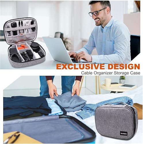 Miniatura 7 de LTGEM Organizador electrónico pequeño organizador de cables de viaje para accesorios electrónicos, cables, discos duros, USB, tarjeta SD, cargador,