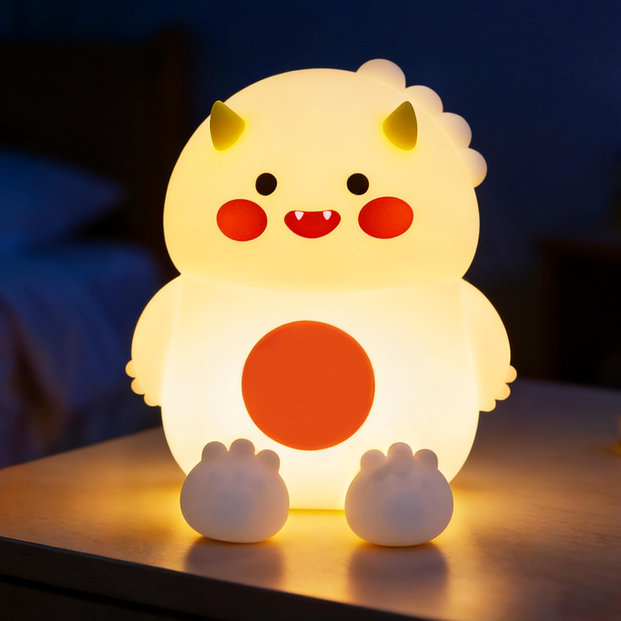 KAFUX Dinosaur Night Light for Kids, Soft Silicone Nursery Lamp, Touch Control Dimmable Bedside Light, 3 Brightness Levels, USB Rechargeable with 30-Min Timer,Toddler Bedroom Decor & Baby Gift (White)
