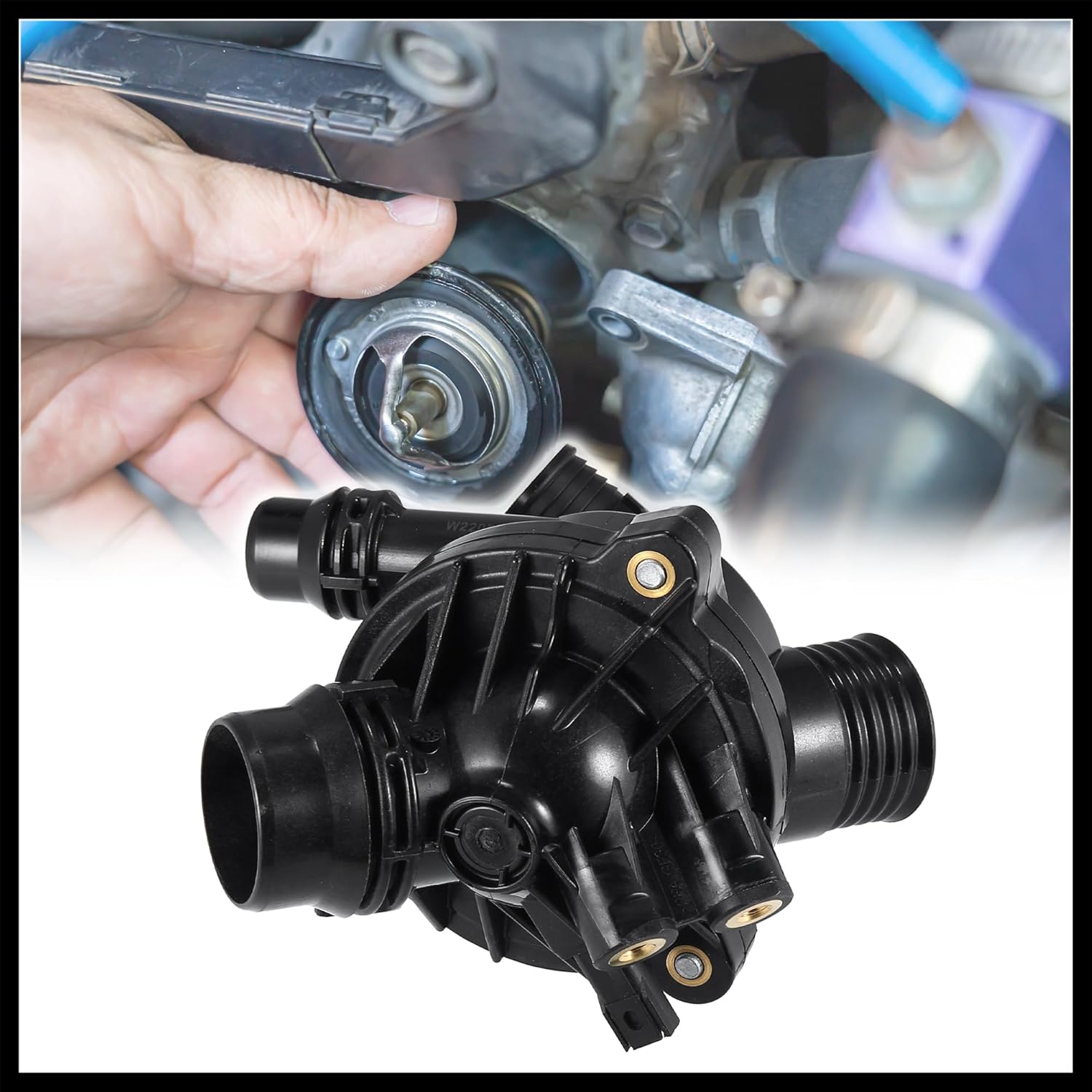 Thermostat Housing Assembly 11537601158 Engine Coolant Thermostat Housing Assembly for BMW X1 X5 X6 135i 335i 2011 2012 2013 Durable Material
