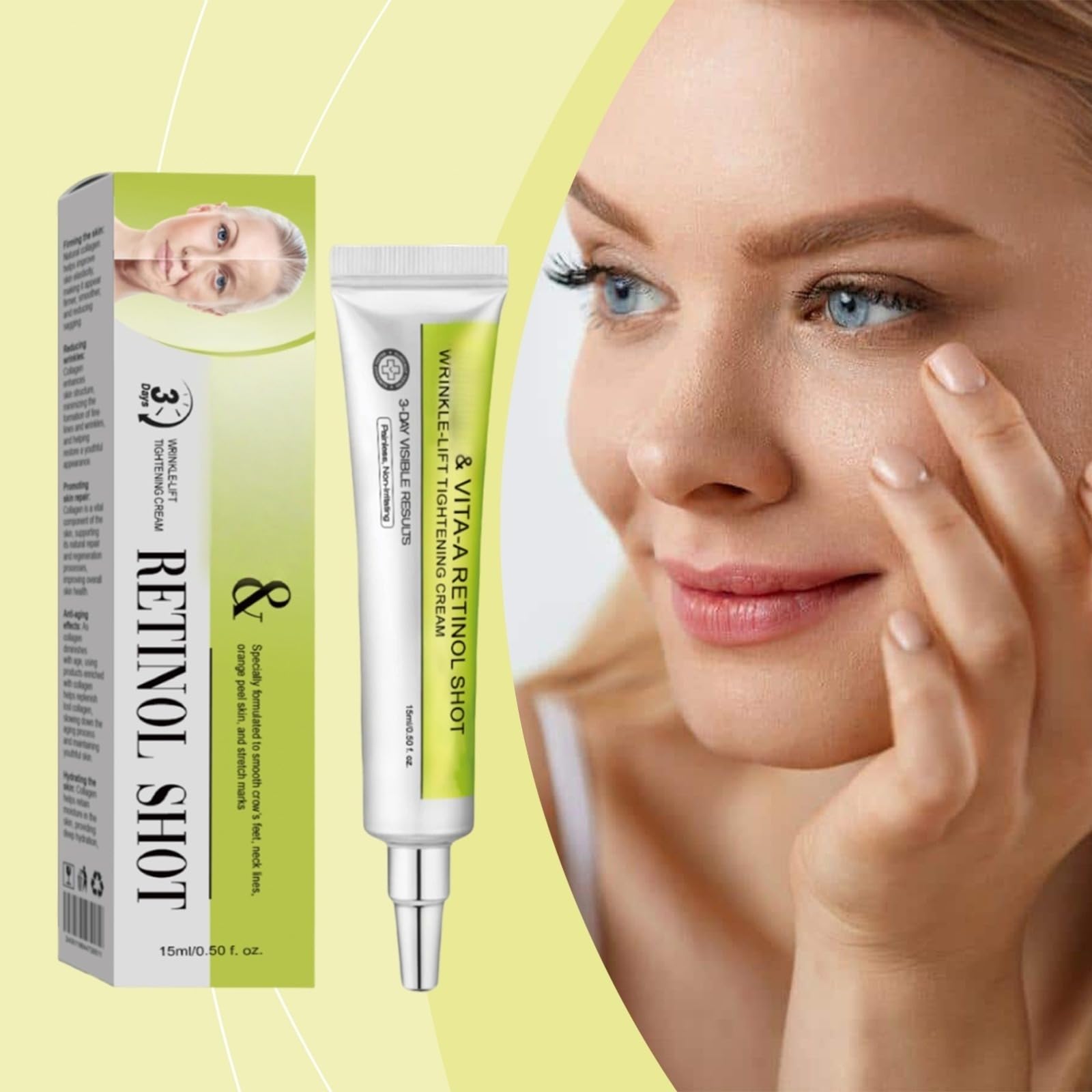 Retinal Shot Tightening Booster, Anti Wrinkle cream - Minimizer Porów, Retinols Booster do pielęgnacji twarzy, na drobne zmarszczki i zmarszczki, ujędrniający, redukuje zmarszczki i drobne linie