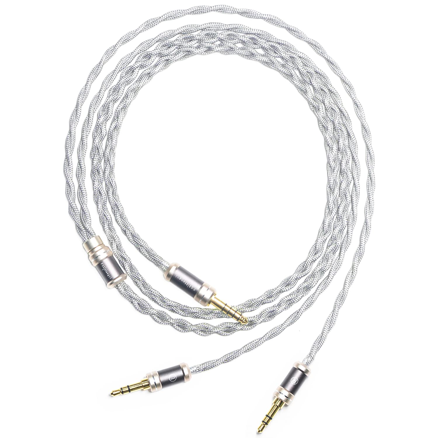 6N Single Crystal Silver Headphone Cable for Beyerdynamic T1 3rd Gen T1 3rd Gen T5 3rd Gen Two 3.5mm Plug Denon AH-D5200 AH-D7200 AH-D9200 4.4mm Balanced Headphone Audio Upgrade Cable (4.4mm Plug)