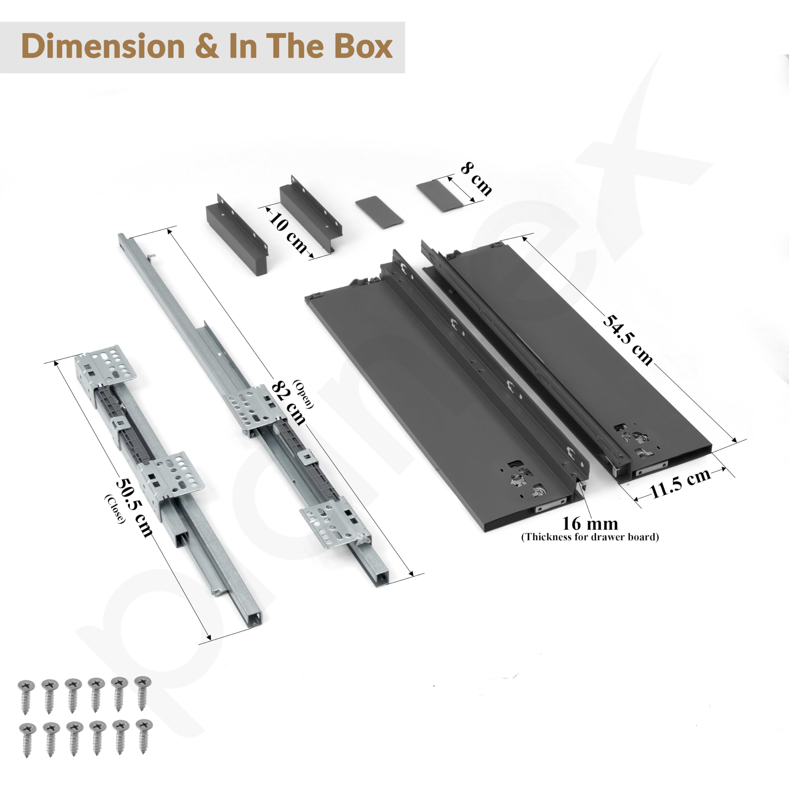 Plantex Tandem Box Drawer for Kitchen/Soft Close Tandem Box for Modular Kitchen/Tandem Basket/Load Capacity Upto 45 Kg - Grey (22 x 6 inch) — Amazon image 2