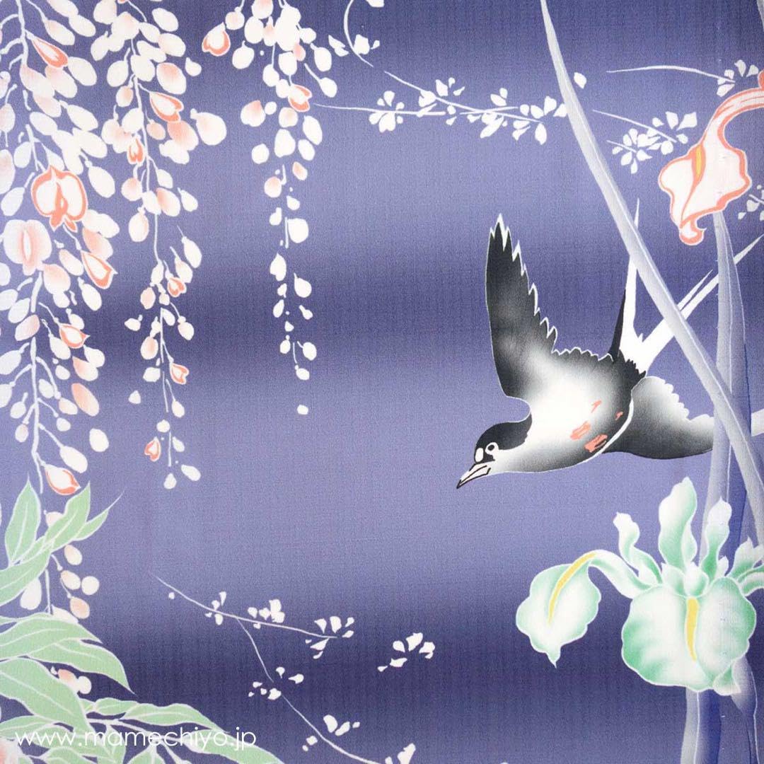 Amazon.co.jp: 豆千代モダン藤とツバメ 半幅帯 幅約16cm 長さ約395cm