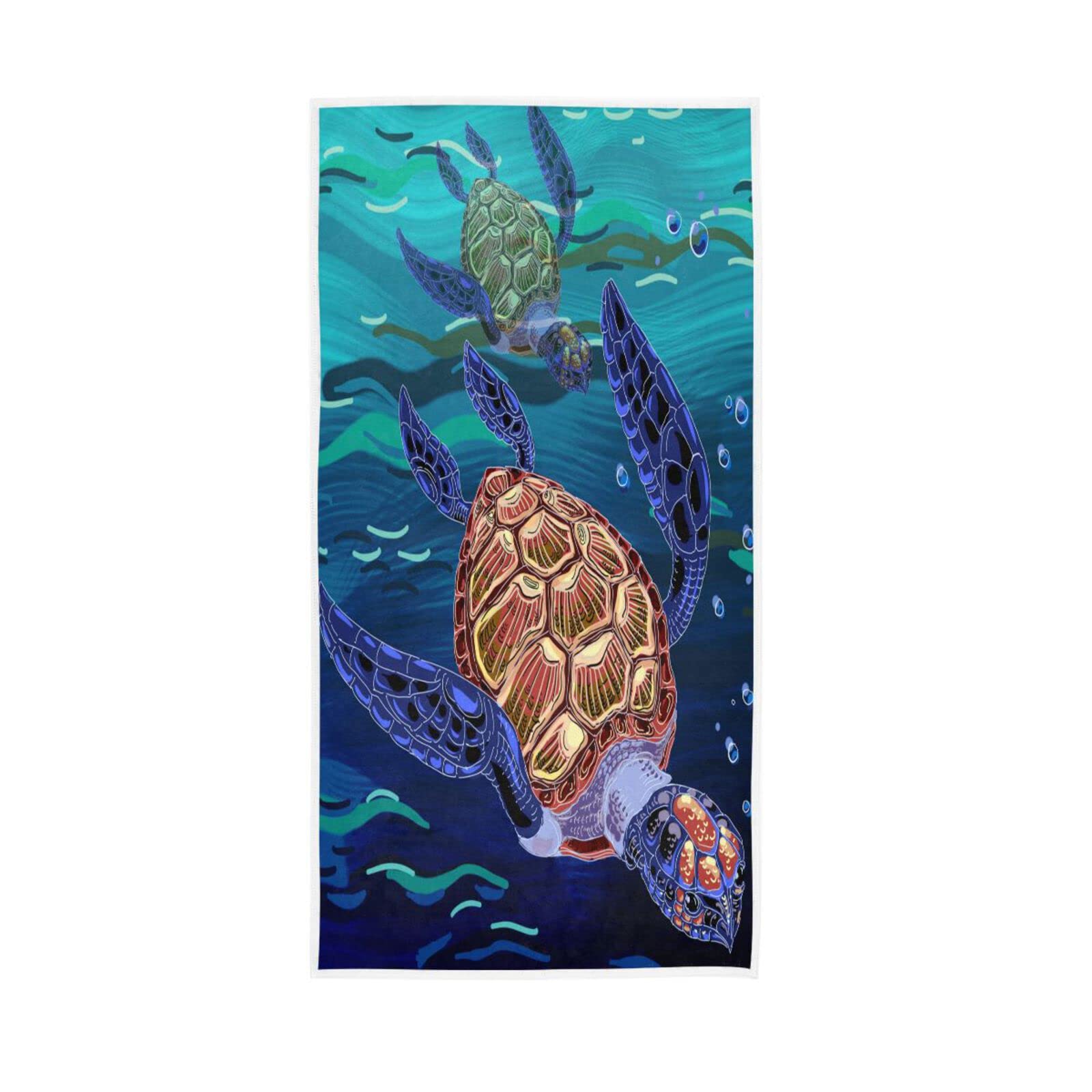 LSRCPD Hand Towels Ocean Sea Animal Turtle Decor Fingertip Soft Face Towel Absorbent Bathroom Kitchen Towels