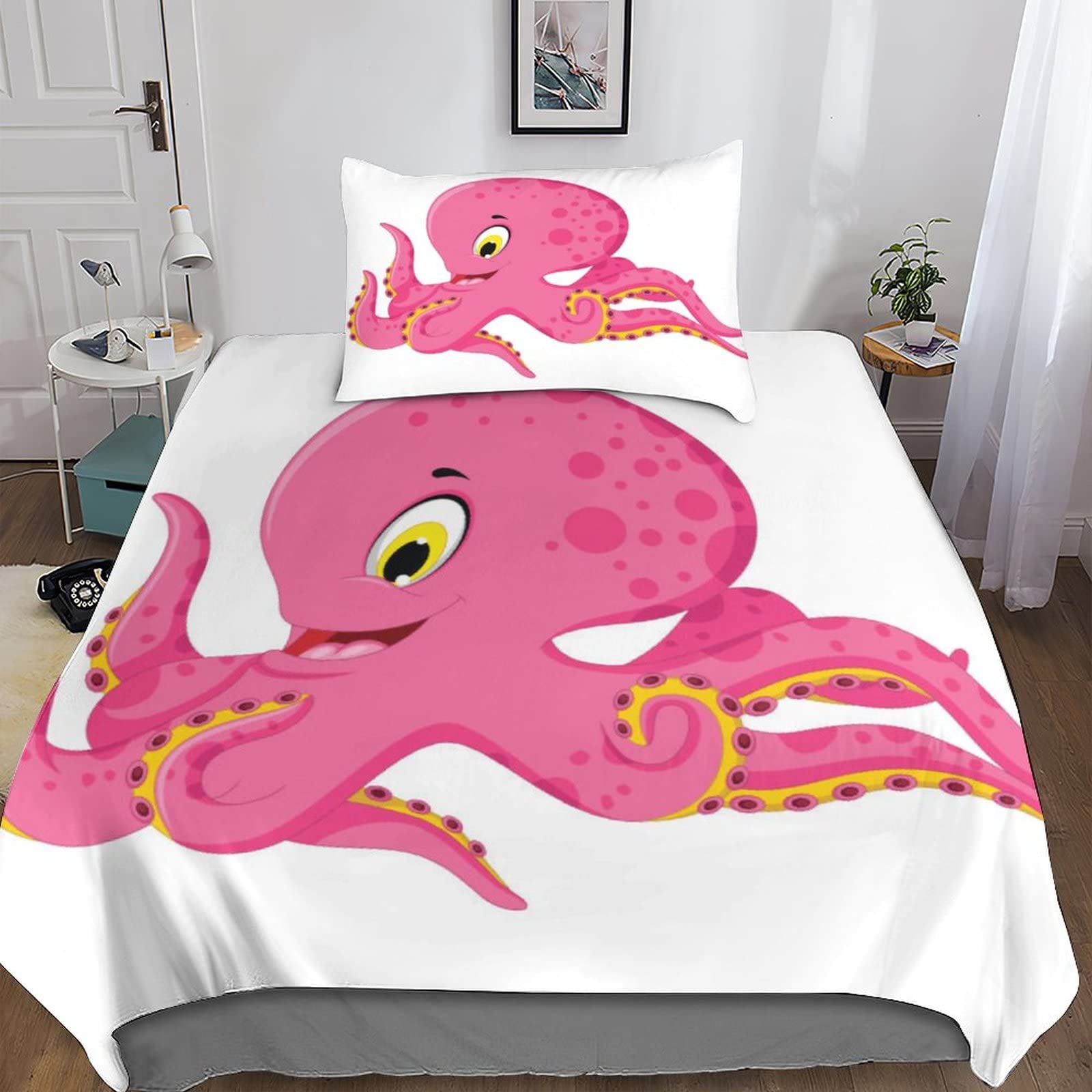 Housse de couette zippée 135x200 anti-glissement lit