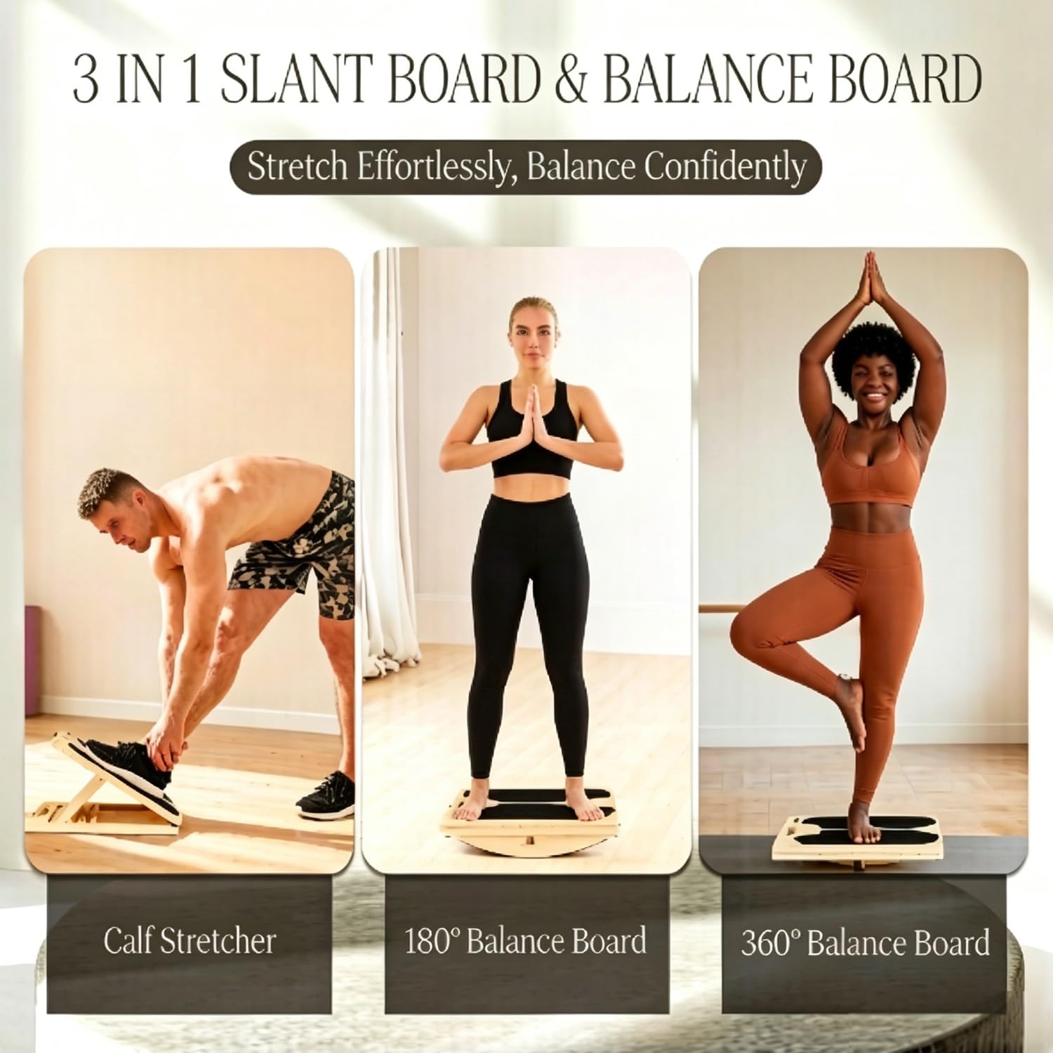 Pedana Inclinata 3-In-1 Per Stretching Dei Polpacci,5 Angoli Regolabili, Capacità Di Carico 150 Kg, Supporto Per Polpacci Regolabile Con Maniglia, Design Antiscivolo