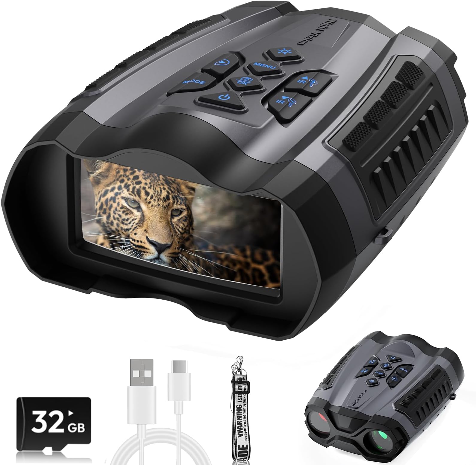 WISHBETY Night Vision Goggles,4K Night Vision Binoculars for Adult with 3.5" HD Screen,32GB TF Card for Photo and Video,9 Gear Infrared and 10X Digital Zoom for Outdoor Enthusiasts and Animal Watchers
