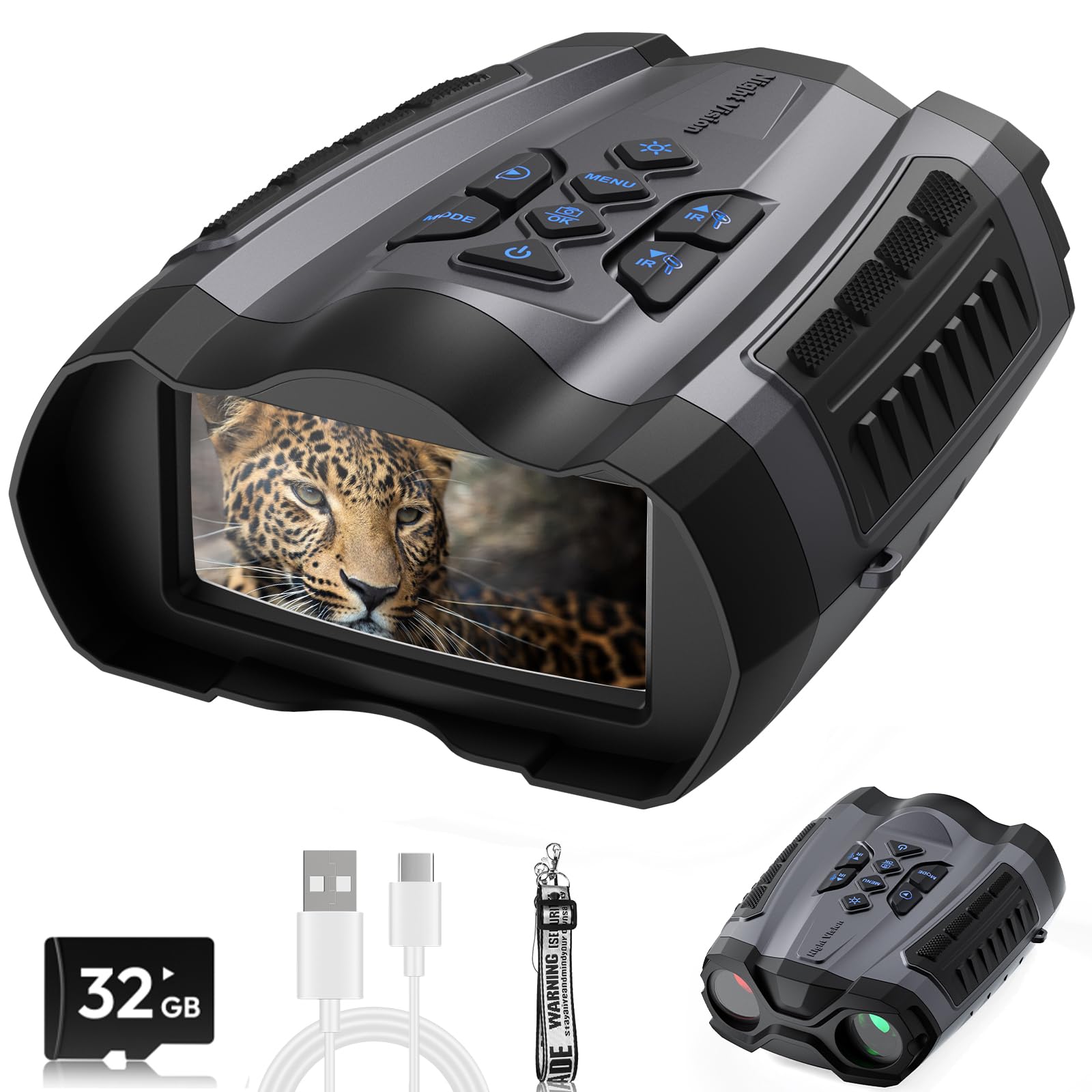 Night Vision Goggles,4K Night Vision Binoculars for Adult with 3.5" HD Screen,32GB TF Card for Photo and Video,9 Gear Infrared and 10X Digital Zoom for Outdoor Enthusiasts and Animal Watchers